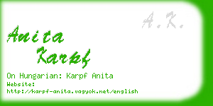 anita karpf business card